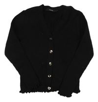 Černý žebrovaný úpletový propínací crop svetr George