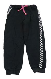 Černé tepláky s kostkovaným pruhem PRIMARK