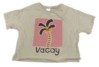 Smetanová tepláková oversize mikina s palmou a nápisem Next