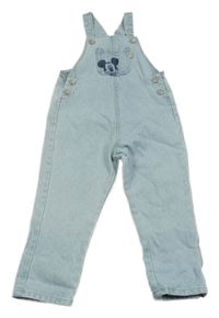 Světlemodré šisované riflové laclové kalhoty s kapsou s Mickey Disney