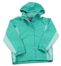 Jadeitovo-mátová kostkovaná šusťáková funkční jarní bunda s odepínací kapucí MOUNTAIN WAREHOUSE