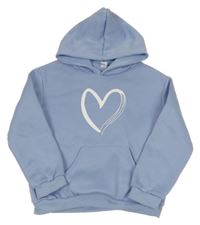 Modrá teplá mikina se srdíčkem a kapsou a kapucí SHEIN