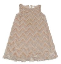 Světlerůžové vzorované třpytivé chlupaté šaty little kids