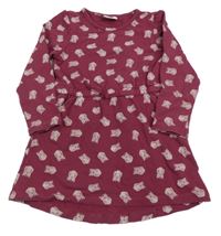 Vínové teplákové šaty se sovičkami Topolino