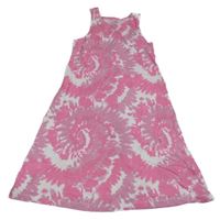 Růžovo-bílo-růžovofialové batikované šaty PRIMARK