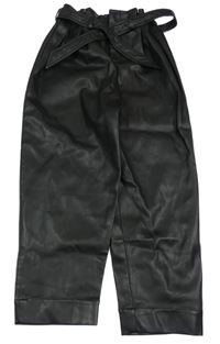 Černé paper bag koženkové kalhoty Tu