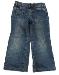 Tmavomodré wide leg rifle s kytičkami Zara