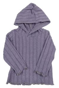 Fialová melírovaná žebrovaná úpletová tunika s kapucí