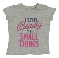 Šedé melírované tričko s nápisy Chicco