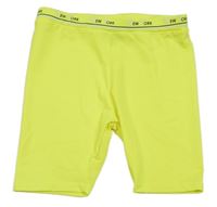 Neonově žluté elastické sportovní legínové kraťasy s nápisy Page one young