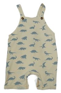Smetanové žebrované laclové kraťasy s dinosaury 