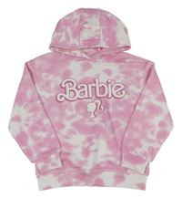 Růžovo-bílá batikovaná mikina s Barbie a kapucí PRIMARK
