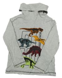 Světlešedý melírovaný rolák s dinosaury dopodopo