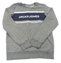 Šedo-tmavomodrá mikina s nápisem Jack & Jones