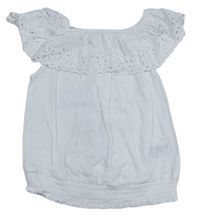 Bílý top s volánem s madeirou H&M