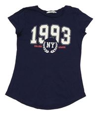 Tmavomodré tričko s číslem H&M