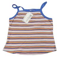 Bílo-růžovo-modrý pruhovaný žebrovaný crop top M&S