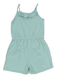 Světlemodrý bavlněný kraťasový overal s volánkem zn. Primark