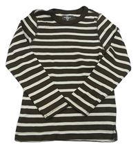 Hnědo-bílé pruhované triko H&M