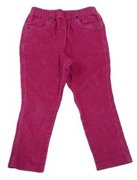 Fuchsiové manšestrové elastické skinny kalhoty George