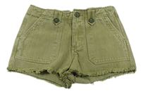 Khaki riflové kraťasy New Look
