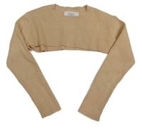 Béžový žebrovaný crop svetr Zara