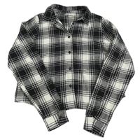 Černo-světlešedá kostkovaná crop košilová bunda Matalan