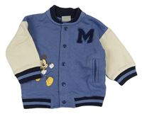 Modro-béžová baseballová mikina s Mickeym Disney
