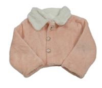 Růžové chlupaté propínací bolerko s límečkem Shein