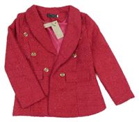 Nové - Malinové třpytivé kostkované podšité sako