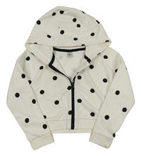 Bílá puntíkatá propínací crop mikina s kapucí Tu