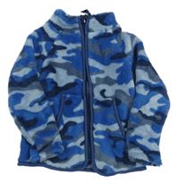 Modrá army chlupatá propínací mikina Ergee