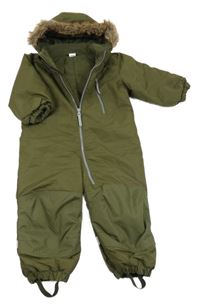Khaki šusťáková zimní kombinéza s kapucí H&M