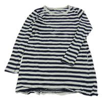 Šedo-černá pruhovaná bavlněná šatová tunika