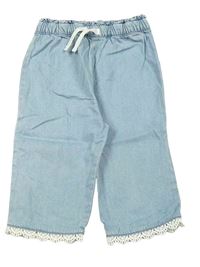 Světlemodré lehké kalhoty riflového vzhledu s krajkou George