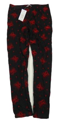 Nové - Černé legíny s motýly a srdíčky M&Co.