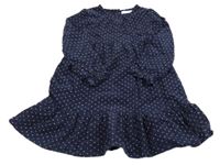 Tmavomodré puntíkaté manšestrové šaty M&S