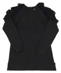 Černé třpytivé teplákové šaty s tylovými volánky Coccodrillo