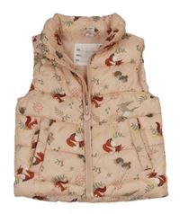 Růžová šusťáková zateplená vesta se zvířaty Dopodopo