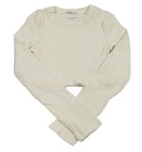 Smetanové žebrované crop triko Tom Tailor