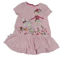 Růžová tunika s dívkou a psy