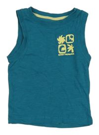 Modrozelené tílko s obrázky Kiabi