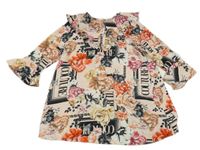 Růžové květované šaty s límečkem River Island