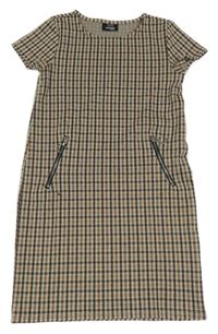 Šedo-černo-hnědé kostkované šaty Page One Young