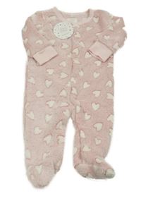 Nové - Růžový chlupatý overal se srdíčky
