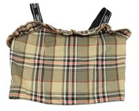 Béžovo-černo-bílý kostkovaný crop top s volánem River Island