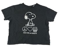 Černé crop tričko se Snoopym H&M
