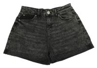 Černé riflové high waist kraťasy C&A