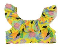 Žluto-barevná plavková lambáda s listy a tukany H&M