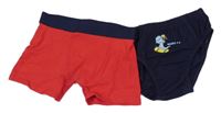 2set - Červené boxerky + tmavomodré slipy s dinosaurem